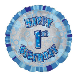 Unique Party 18 Inch Circle Blue Happy Birthday Foil Balloon - 12, Blue