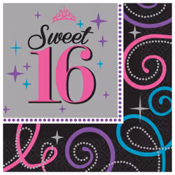 Amscan Sweet 16 Birthday Celebration Party Napkins (Pack Of 16)