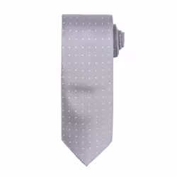 Premier Mens Micro Dot Pattern Formal Work Tie - One Size, Silver/ White