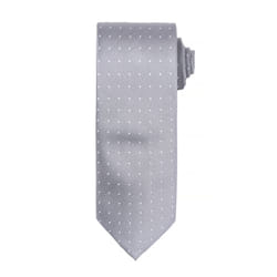 Premier Mens Micro Dot Pattern Formal Work Tie - One Size, Silver/ White