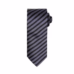 Premier Mens Double Stripe Pattern Formal Business Tie - One Size, Black/Dark Grey