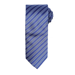 Premier Mens Double Stripe Pattern Formal Business Tie - One Size, Navy/Blue