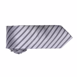 Premier Mens Double Stripe Pattern Formal Business Tie - One Size, Silver/Dark Grey