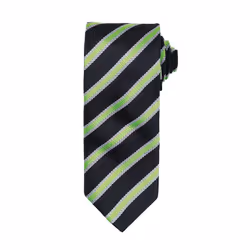 Premier Mens Waffle Stripe Formal Business Tie - One Size, Black/Lime