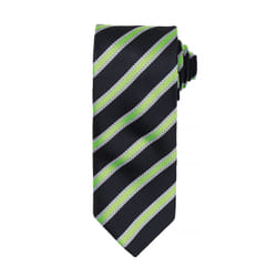 Premier Mens Waffle Stripe Formal Business Tie - One Size, Black/Lime