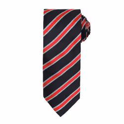Premier Mens Waffle Stripe Formal Business Tie - One Size, Black/Red