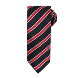 Premier Mens Waffle Stripe Formal Business Tie - One Size, Black/Red