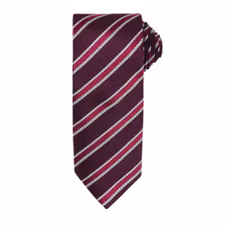 Premier Mens Waffle Stripe Formal Business Tie - One Size, Burgundy/ Aubergine