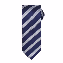 Premier Mens Waffle Stripe Formal Business Tie - One Size, Navy/Silver