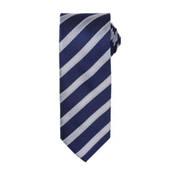 Premier Mens Waffle Stripe Formal Business Tie - One Size, Navy/Silver