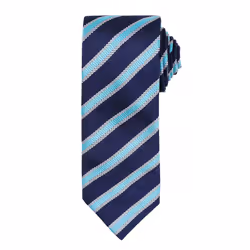 Premier Mens Waffle Stripe Formal Business Tie - One Size, Navy/ Turquoise