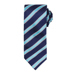 Premier Mens Waffle Stripe Formal Business Tie - One Size, Navy/ Turquoise