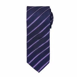 Premier Mens Sports Stripe Pattern Formal Work Tie - One Size, Navy/ Purple