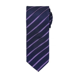 Premier Mens Sports Stripe Pattern Formal Work Tie - One Size, Navy/ Purple