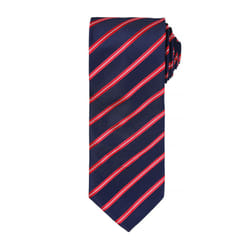 Premier Mens Sports Stripe Pattern Formal Work Tie - One Size, Navy/ Red