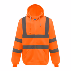 Yoko Mens Hi Visibility Full Zip Reflective Work Hoodie - XL, Orange