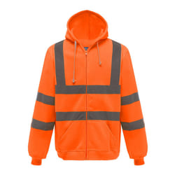 Yoko Mens Hi Visibility Full Zip Reflective Work Hoodie - XL, Orange
