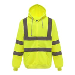 Yoko Mens Hi Visibility Full Zip Reflective Work Hoodie - 2XL, Yellow