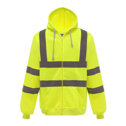 Yoko Mens Hi Visibility Full Zip Reflective Work Hoodie - 3XL, Yellow