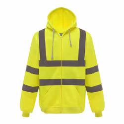 Yoko Mens Hi Visibility Full Zip Reflective Work Hoodie - S, Yellow
