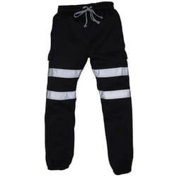 Yoko Mens Hi Visibility Reflective Work Jogging Bottoms - 2XL, Black