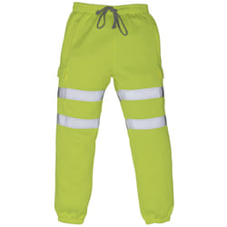 Yoko Mens Hi Visibility Reflective Work Jogging Bottoms - S, Yellow