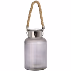Hill Interiors Decorative Frosted Glass Jar With Rope Detail - Tall, Grey