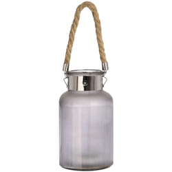 Hill Interiors Decorative Frosted Glass Jar With Rope Detail - Tall, Grey