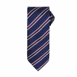 Premier Mens Waffle Stripe Formal Business Tie - One Size, Navy/Aubergine