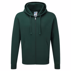 Russell Mens Authentic Full Zip Hooded Sweatshirt / Hoodie - M, Bottle Green
