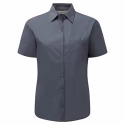 Russell Collection Ladies/Womens Short Sleeve Poly-Cotton Easy Care Poplin Shirt - S, Convoy Grey