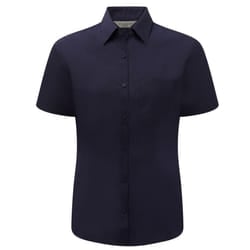 Russell Collection Ladies/Womens Short Sleeve Poly-Cotton Easy Care Poplin Shirt - L, French Navy