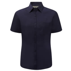Russell Collection Ladies/Womens Short Sleeve Poly-Cotton Easy Care Poplin Shirt - 3XL, French Navy