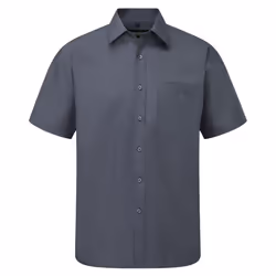 Russell Collection Mens Short Sleeve Poly-Cotton Easy Care Poplin Shirt - 18, Convoy Grey