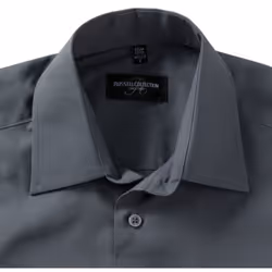 Russell Collection Mens Short Sleeve Poly-Cotton Easy Care Poplin Shirt - 18, Convoy Grey
