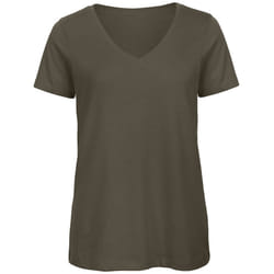 B&C Womens/Ladies Favourite Organic Cotton V-Neck T-Shirt - XS, Khaki