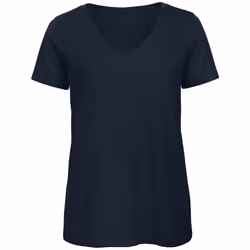 B&C Womens/Ladies Favourite Organic Cotton V-Neck T-Shirt - XS, Navy Blue