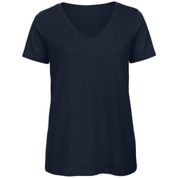 B&C Womens/Ladies Favourite Organic Cotton V-Neck T-Shirt - XS, Navy Blue