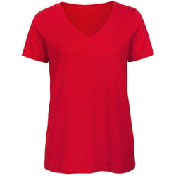 B&C Womens/Ladies Favourite Organic Cotton V-Neck T-Shirt - XS, Red