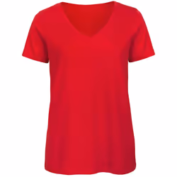 B&C Womens/Ladies Favourite Organic Cotton V-Neck T-Shirt - S, Red