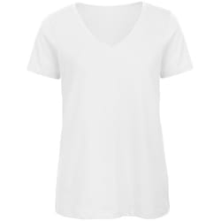 B&C Womens/Ladies Favourite Organic Cotton V-Neck T-Shirt - XS, White