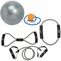 Home Gym 5 Pc Toning Kit Exercise Ball Resistance Band Tubes Fitness Workout Set