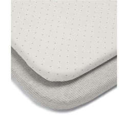 2 Universal Crib Fitted Sheets, Grey Star/Grey Stripe