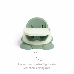 Baby Bug Booster Seat For Dining, Detachable Tray, Harness, Adjustable Seat and Non-Slip Feet, Eucalyptus