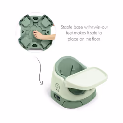 Baby Bug Booster Seat For Dining, Detachable Tray, Harness, Adjustable Seat and Non-Slip Feet, Eucalyptus