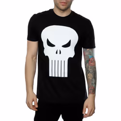 Marvel Mens Punisher Skull T-Shirt - XL, Black
