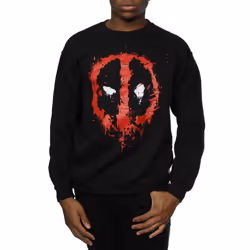 Marvel Mens Deadpool Splat Face Sweatshirt - S, Black