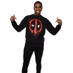 Marvel Mens Deadpool Splat Face Sweatshirt - S, Black