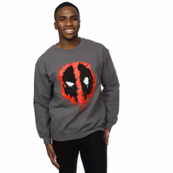 Marvel Mens Deadpool Splat Face Sweatshirt - S, Charcoal
