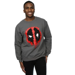Marvel Mens Deadpool Splat Face Sweatshirt - S, Charcoal